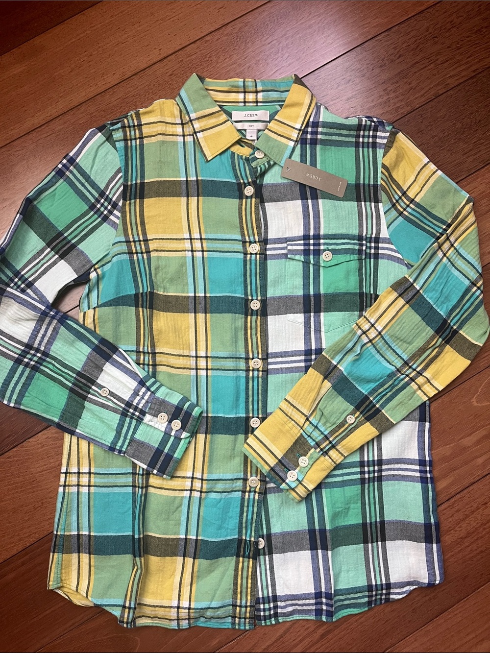 NWT J. Crew Boy Button Down Plaid Shirt